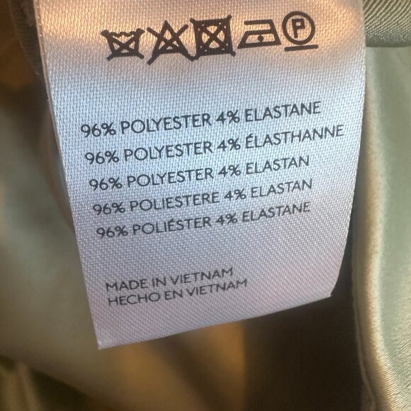 BHLDN Anthropologie Strapless Green Satin Dress Ruched Knee Length Size Med NWT - Picture 10 of 13